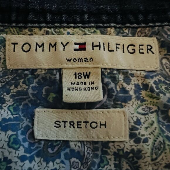 Tommy Hilfiger Blue Denim Stretchy Button Down Blouse Shirt - Womens Plus 18W - Picture 7 of 8